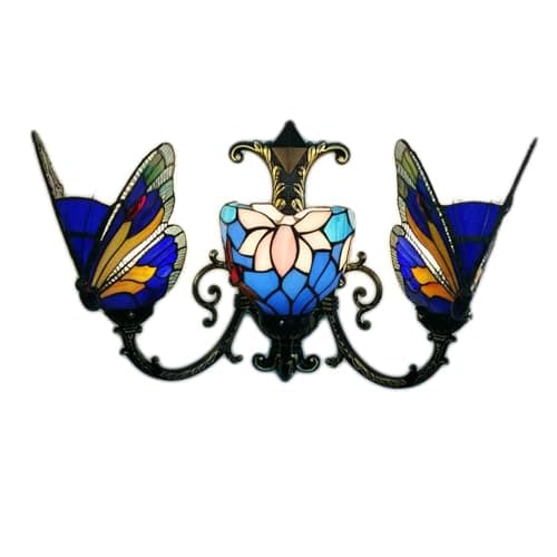 Image of ZOUTYI Indoor Wall Lights Tiffany Style Butterfly Wall Lamp Glass Shade Indoor Asile Stair Wall Mounted Sconce Fixture Bedroom Bedside Decoration Lighting