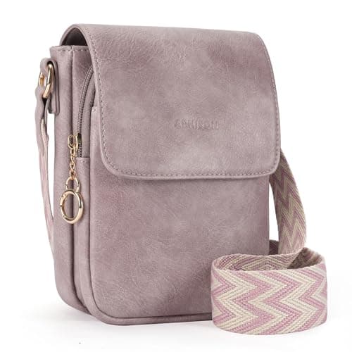 Image of APHISON small Crossbody Phone Bag for Women Wide Strap Phone Wallet Shoulder Bag Phone Card Slots with Adjustable Breathable Strap Purple