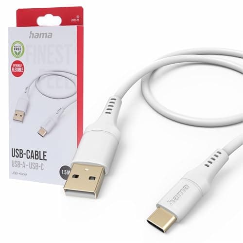 Image of Hama 1.5m USB A to USB-C Flexible Charging Cable Silicone White