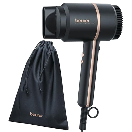 Image of Beurer HC35 Compact Hair Dryer with Ion Function, Lightweight Hairdryer with Narrow Styling Nozzle & Storage Bag, Professional Ionic Hairdryer with Powerful 1600-2000 Watt