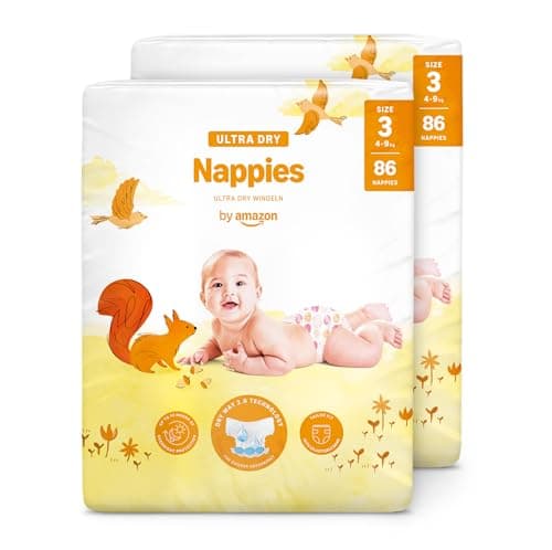Image of By Amazon Ultra Dry Nappies - Size 3 (4-9 kg) - With Channels- 172 Units (2 Packs x 86) (Previously a Mama Bear Brand, Same Product)