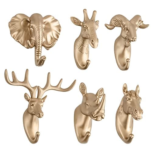 Image of Goetland 6 Pack Animal Coat Hook Hanging Hooks with Screws Heavy Duty Wall Mount for Door