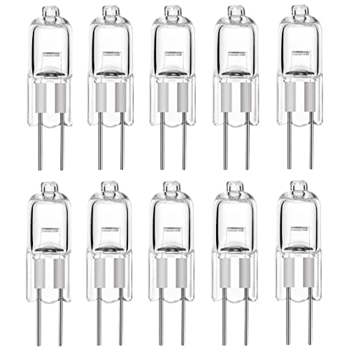 Image of KOMUNJ 10 Pack G4 Halogen Light Bulbs 20W 12V Clear Capsule 2 Pin Lamp Bulb, for Cooker Hood, Cabinets, Table Lamps