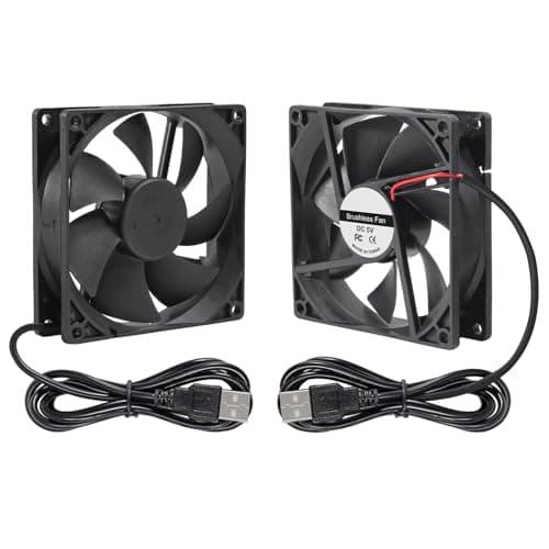 Image of DORHEA 2PCS 9225 Fan 90x90x25mm DC 5V 92mm x 25mm USB Brushless Cooling PC Fan, Replacement Ball Bearing 92mm Fan for Cooling DIY PC Computer Case Fan - USB