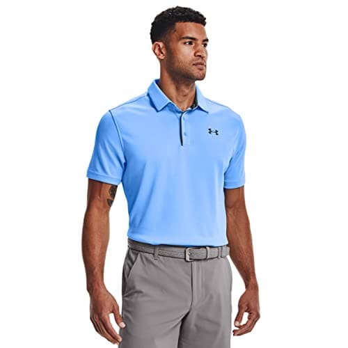 Image of Under Armour Men's Tech Golf Polo T-Shirt, Carolina Blue / / Pitch Gray, 3XL