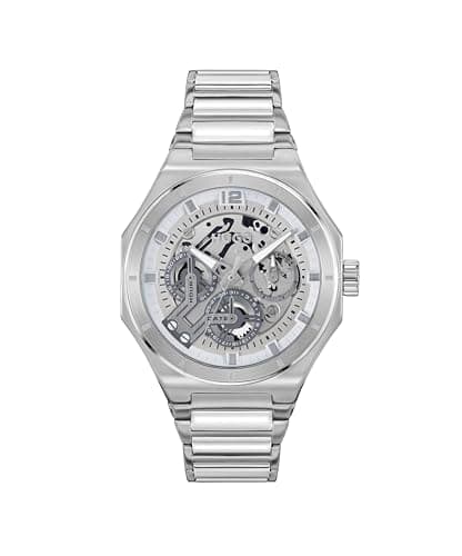 Image of HUGO Analogue Multifunction Quartz Watch for Men #Grail Skeleton Collection with Silver Stainless Steel Bracelet - 1530377