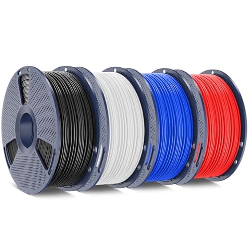 Image of SUNLU ABS Filament 1.75mm 3D Printer Filament Bundle Muticolor, Strong and Durable, Excellent Toughness, Individually Vacuum Packed, 4kg in Total, 1kg per Spool, Pack of 4, Black+White+Blue+Red