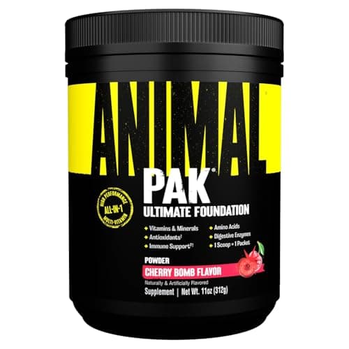 Image of ANIMAL Pak Powder Cherry Bomb – Multivitamin Powder for Sports & Fitness, with Vitamin B Complex, zinc, Minerals & Amino acids – Supplement for Energy, Immune System & Muscle Building, 312 g