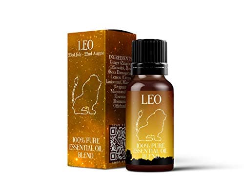 Image of Mystix London | Leo Zodiac Sign Astrology Essential Oil Blend 10ml | Ginger (Zingiber Officinalis), Lemon & Rose | Warm Uplifting Aroma for Balance
