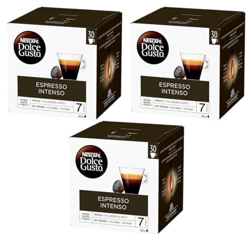 Image of NESCAFÉ DOLCE GUSTO Espresso Intenso Coffee Pods x30 (Pack of 3, Total 90 Pods) – Full-Bodied, Spicy and Fruity Flavour