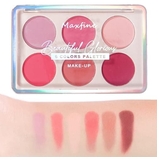 Image of Highlighter Powder Palette, Makeup Palette Facial Bronzers Illuminator Palette Highlighter Baked Waterproof Long Lasting Brilliant Lighten Skin Color-Pink-2