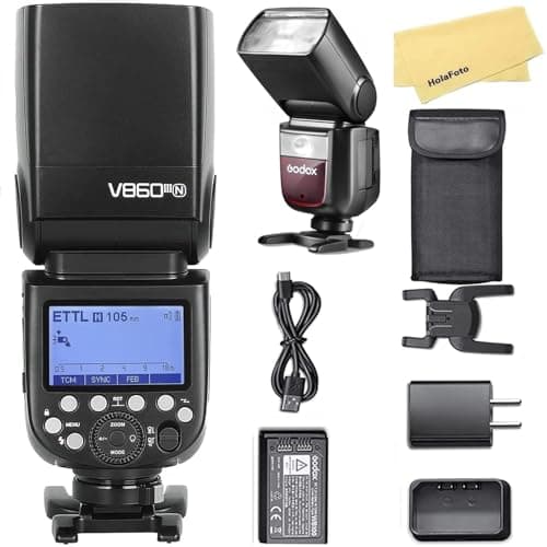 Image of Godox V860III-N Camera Flash for Nikon Camera Flash Speedlight Speedlite Light,2.4G HSS 1/8000s,480 Full-Power Flashes,7.2V/2600mAh Li-ion Battery,0.01-1.5s Recycle Time,10 Levels LED Modeling Lamp