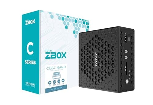 Image of ZOTAC ZBOX CI337 Nano Fanless Silent Mini PC Intel Processor N100, Intel UHD Graphics, HDMI, DisplayPort, No Memory/Storage/OS Barebones System, ZBOX-CI337NANO-BE/BE1/J/U/K/AUS