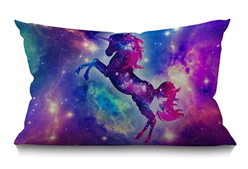Image of BGBDEIA Cushion Cover Galaxy Unicorn Pink Purple Blue Rectangle Outdoor Cushion Covers 12x20 inch, 30 x 50 cm Cushion Cover with Invisible Zip for Sofa Chair Living Room