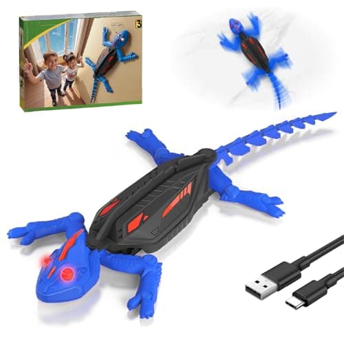 Image of Wall Climbing Gecko, Rechargeable Wall Crawler Chameleon, RC Robot Crawls Along Walls and Ceilings, LED Eyes, Realistic Movements, Christmas & Birthday Gifts for Boys and Girls 3, 4, 5, 6, 7, 8+