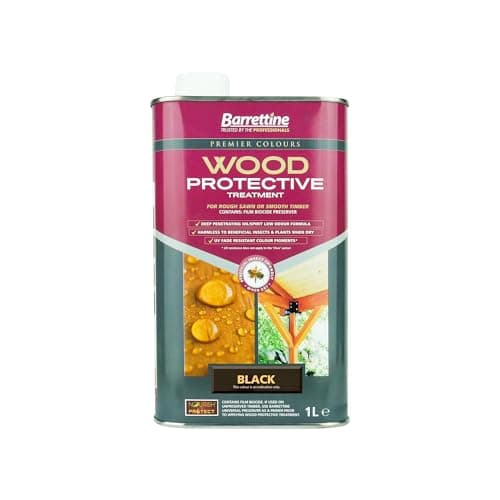 Image of Barrettine Wood Protective Treatment (Black, 1L) - Ideal Treatment for Outdoor Treated Timber Structures. Wood Protector Oil with Water Repellent Qualities. UV & Fade Resistant.