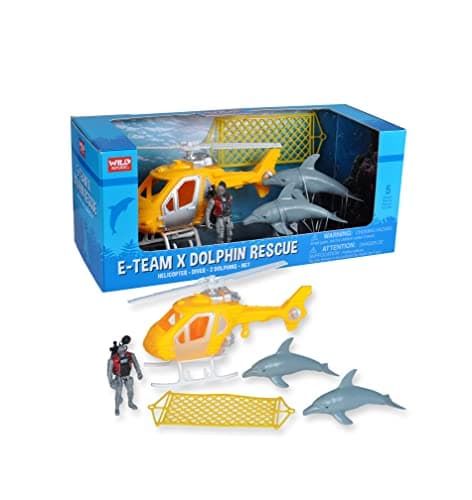Image of Wild Republic E-Team X Set Dolphin Rescue Playset, Action Figure, Animal, Vehicle, Accessories, Gifts for Kids