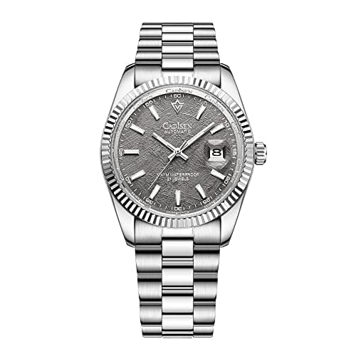 Image of CADISEN Automatic Watches Men's Mechanical Business Waterproof Stainless Steel Wristwatch, 8214 GREY, Mechanical