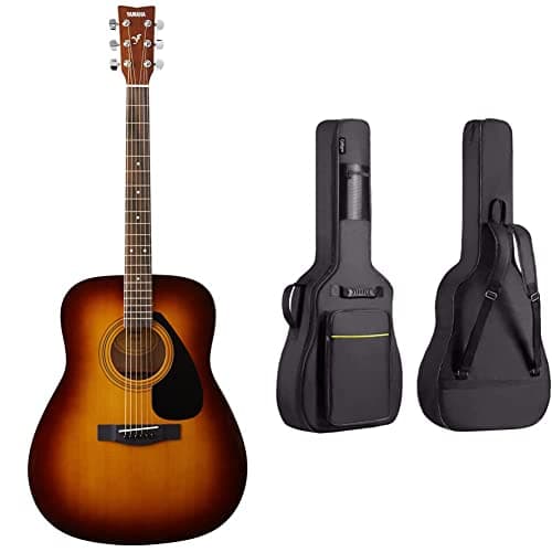 Image of Yamaha F310 – Full Size Steel String Acoustic Guitar – Traditional Western Body & CAHAYA 40 41 Inch Acoustic Guitar Bag Waterproof Guitar Case Gig Bag 8MM Padding, Black Soft Case, CY0152
