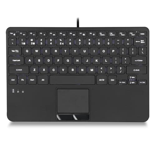 Image of Perixx PERIBOARD-425 Wired Mini USB Keyboard with Touchpad, X Type Scissor Keys, White Backlit, 2 USB Hubs, Compact UK Layout