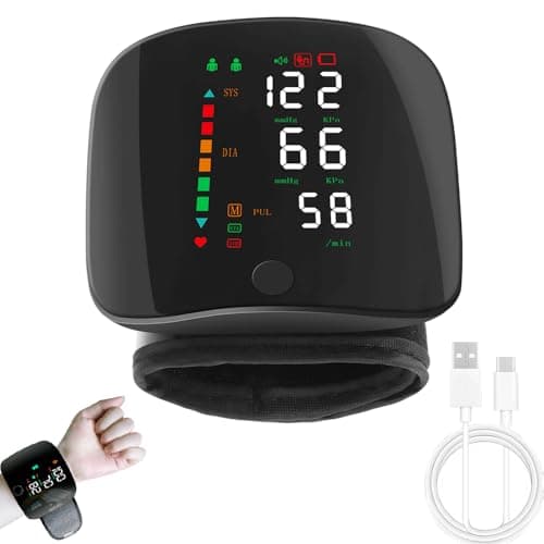 Image of Wrist Blood Pressure Monitors, Automatic Accurate Blood Pressure Machine with LED Touchscreen, Adjustable Wrist Cuff, Automatic Broadcast, Reading Memory, Portable for Home & Travel Use