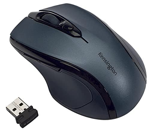 Image of Kensington Pro Fit Wireless Mouse - Mid-Sized 5-Button Optical Home Office Wireless Mouse with Ergonomic Right-Handed Shape and Plug & Play Set Up - Compatible with Windows & MacOS - Grey