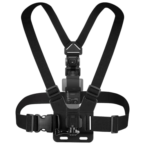 Image of GEEKRIA Chest Mount Strap, Adjustable Harness, Compatible with DJI Osmo Pocket 3, Action 6, 5 Pro, Osmo 360, Insta360 AcePro 2, X5, X4 Air, Hero 13, MAX 2 Action Camera Accessories (Black)