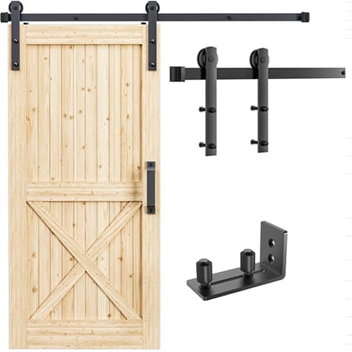 Image of Signstek 152CM/5FT Sliding Door Track Sliding Barn Door Hardware Kit Closet Rail Roller Accessory I Shape Hanger