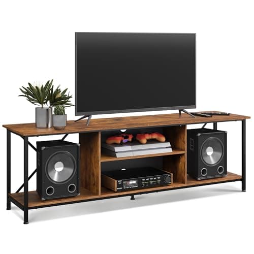 Image of WLIVE TV Unit, TV Stand for TVs up to 70 Inche, 160cmTV Cabinet Table with Storage, Modern TV Console for Living Room, Bedroom, Rustic Brown, 160 x 40 x 51 cm