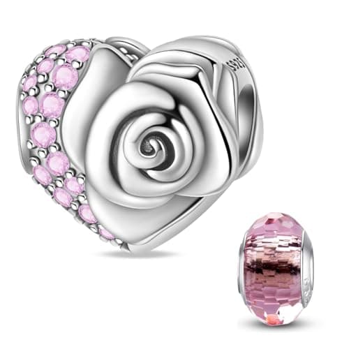 Image of HappyStar Tarot Cards Pendants 925 Sterling Silver Rose Flower Beads Charms Compatible Pandora European Bracelets Necklaces WomenJewellery(With Spacer Beads)