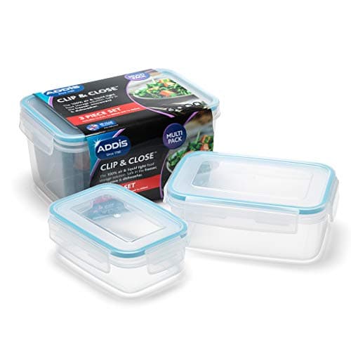 Image of Addis 503042 Clip & Close Rectangle Food Storage Set, 3 Piece Set, Color-clear