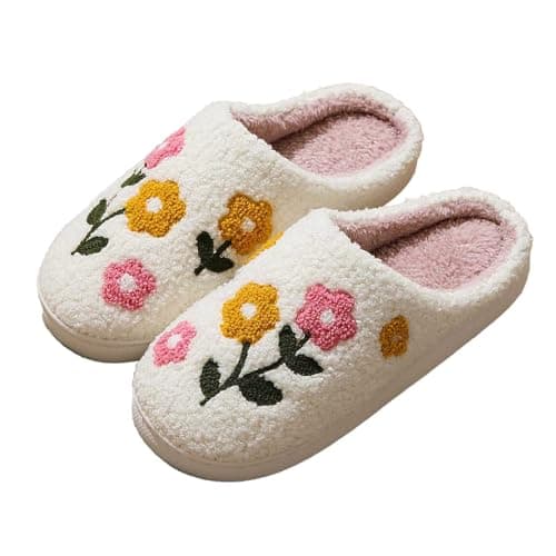 Image of Sleepers Women Memory Foam, Cozy And Cute Floral Indoor Slippers For Perfect For Winter And Home Use Soft And Warm Shoes For Couples