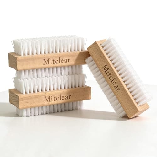 Image of Mitclear Wooden Nail Brush, Nail Scrubbing Brushes with Hard Plastic Bristle, Double-sided Brush for Cleaning Nails, Hands, Foot, Fingernails & Toenails(3 Sets)