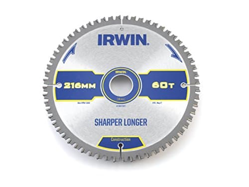 Image of IRWIN IRW1897397 216 x 30mm 60-Teeth Construction Circular Saw Blade with ATB Tooth Grind/ Negative Hook