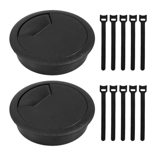 Image of 2 Pcs 60mm Desk Grommets, Round Desk Cable Hole Cover, Plastic Cable Wire Grommet, Worktop Cables Tidy Hole for Management Office Computer Wires