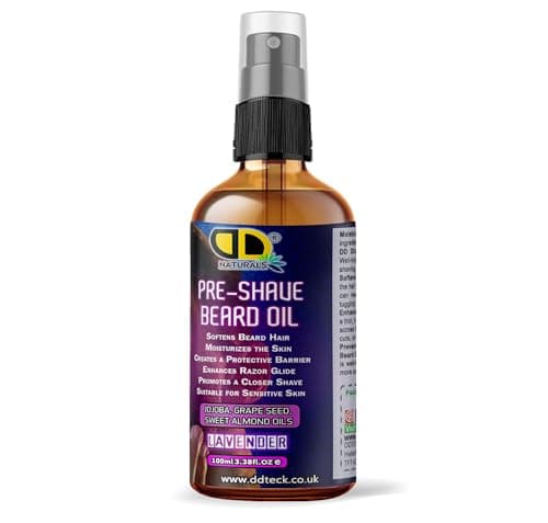 Image of Pre-Shave Beard Oil with Lavender – Soothes Sensitive Skin, Softens Hair, Enhances Razor Glide & Reduces Tug & Irritation – Natural Jojoba, Grapeseed & Sweet Almond Oils (100ml Dropper Spray)