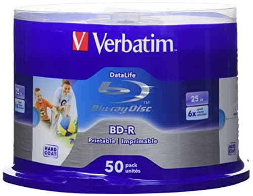 Image of Verbatim 43812 25GB BD-R Blank Blu-Ray Disc - Blank Blu-Ray Discs (BD-R, 25GB, 405nm, Spindle, 50 Pieces)