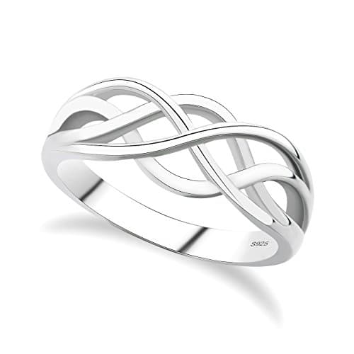 Image of GULICX 925 Sterling Silver Ring Celtic Everlasting Love Knot Filigree Wedding Finger Ring Size L 1/2