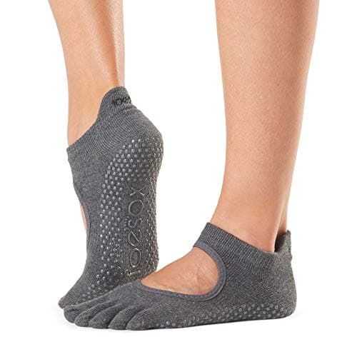 Image of Toesox FT Bellarina Yoga Grip Socks, Charcoal Grey, XS