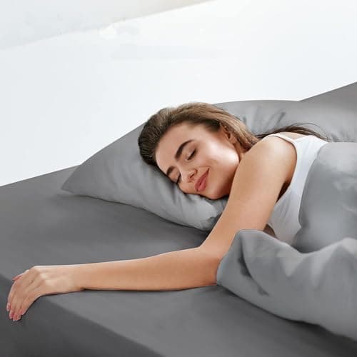 Image of LuxClub SuperKing Fitted Sheet Bedding with 40cm Depth, Extra Deep Soft Cooling Bed Sheets Microfiber Fabric Ease Care Soft & Comfortable Fade Resistant - Grey, Super King