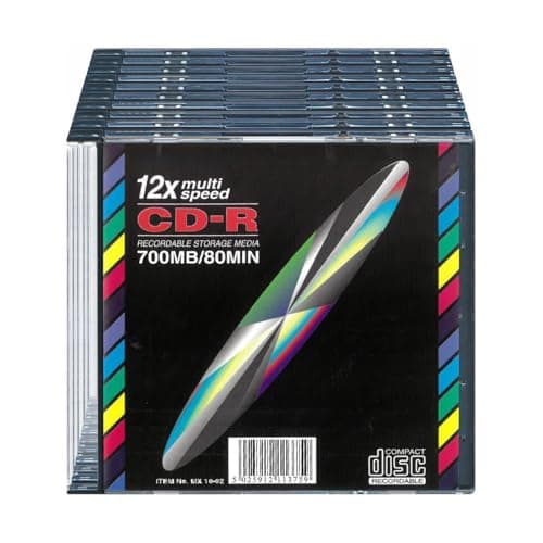 Image of simpa CD-R Discs 12x Multi Speed Recordable Media Storage Discs - Blank CD-R Discs - Holds upto 80 mins / 700mb. Set of 10 Discs