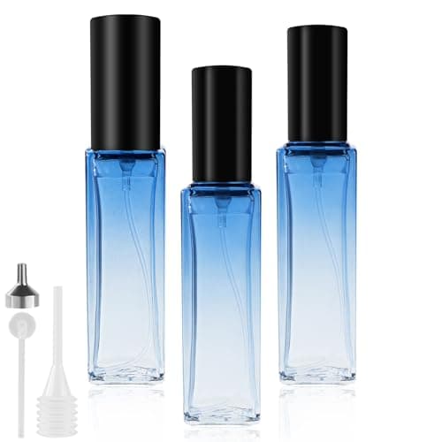 Image of LOPHE Perfume Atomiser Refillable, Mini Refill Bottles, Empty Clear Glass Spray Bottles, Portable Atomiser With Fine Mist for Daily Business Trips, 10 ml 3 Pcs Gradient Blue