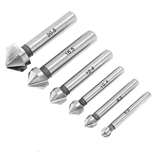 Image of ChgImposs 6Pcs Countersink Drill Bit, 3 Edge 90 Degrees Chamfer End Mill Cutter Chamfering HSS Countersink Drill Bit