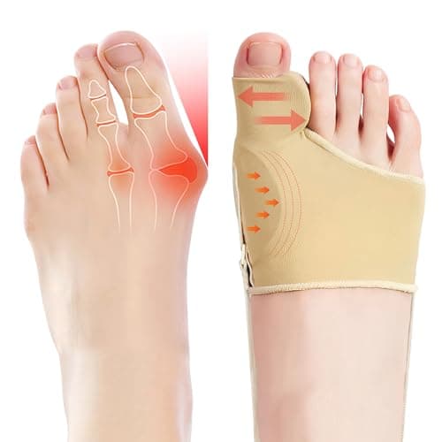 Image of EASICUTI 2 Pairs Bunion Corrector, Big Toe Straightener with Splint & Gel Pads Toe Separators Spacers for Hallux Valgus Correction Protector Pain Relief, Non Slip Socks for Day Night Support, Beige