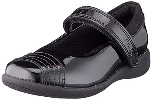 Image of Clarks Girl's Etch Beam Ballet Flat, Black Patent, 8 UK Child