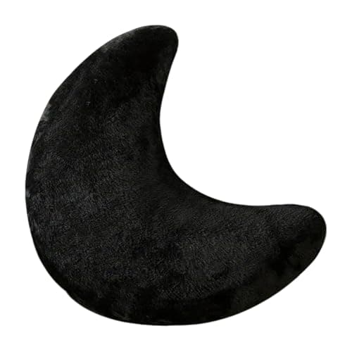 Image of 15.75" Plush Moon Pillow,Cute Decorative Throw Pillows for Kids and Adults,Moons Shaped Sleeping Pillow for Warm Companionship,Soft Plush Throw Cushions for Couch Bed Nursery (Moon, Black, 40 * 40cm)