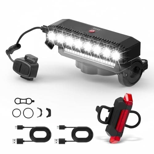 Image of Bike Lights Set Front and Rear,6+3 Modes USB Rechargeable Bicycle Lights 1000 Lumen Super Bright Bicycle Headlight & Taillight, IP65 Waterproof Cycle Safety Light for Night Riding, Mountain Road Bike