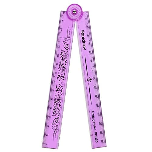 Image of Liquidraw 30 cm Folding Ruler - Pink | Shatterproof & Ideal for School or Work Stationery | Folds to 15 cm to Fit in Pencil Case | Millimetre & Centimetre Markings | Ideal for Measuring or Drawing