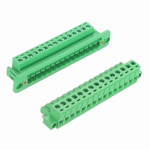 Image of sourcing map 15-Pin 5.08mm Pitch Pluggable Screw Terminal Block Connectors, PA66 300V 10A Through-Wall PCB Terminal with Panel Solderless Wiring Connectors 26-10AWG for Electronic