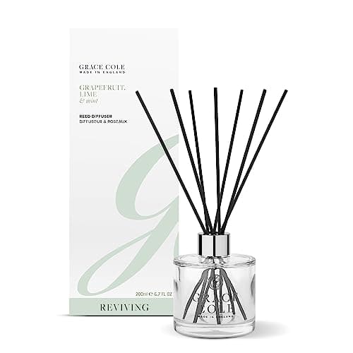 Image of Grace Cole Grapefruit Lime & Mint 6.7oz Oil Reed Diffuser Glass Bottle with 7 Reeds - Made In England